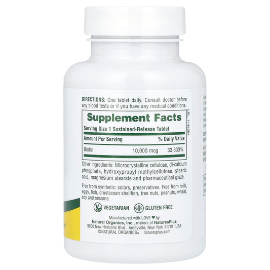 Nature's Plus, Biotin, Sustained Release, 90 Tablets