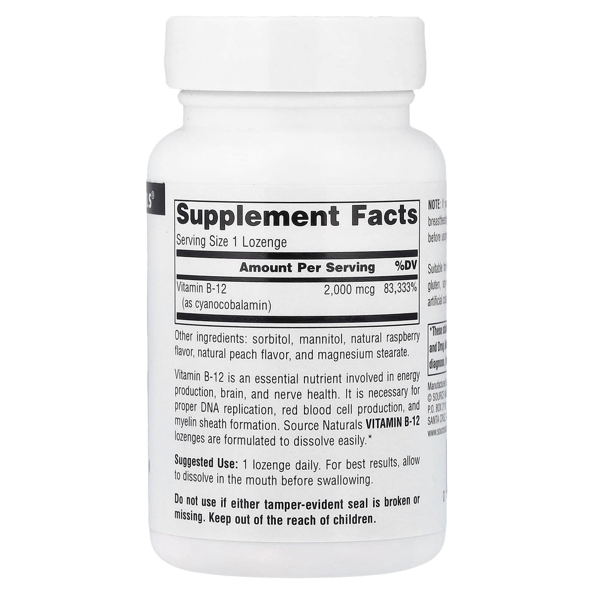 Source Naturals Vitamin B12 2,000 mcg 100 Lozenges