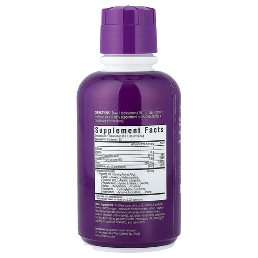 Rejuvicare, Collagen Beauty Formula, Liquid Complex With Amino Acids & Biotin, Grape, 16 fl oz (473 ml)