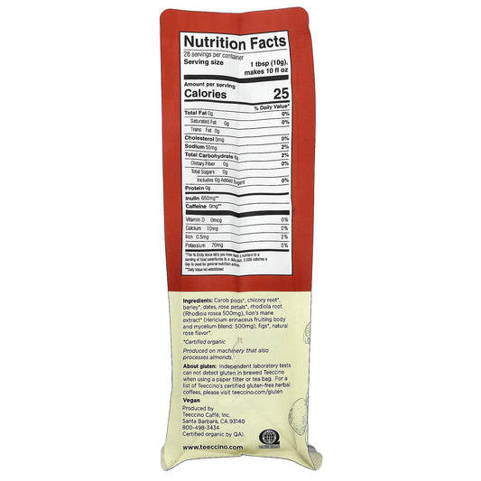 Teeccino Mushroom Herbal Coffee, Chaga Ashwagandha, Medium Roast 10 oz (284 g)