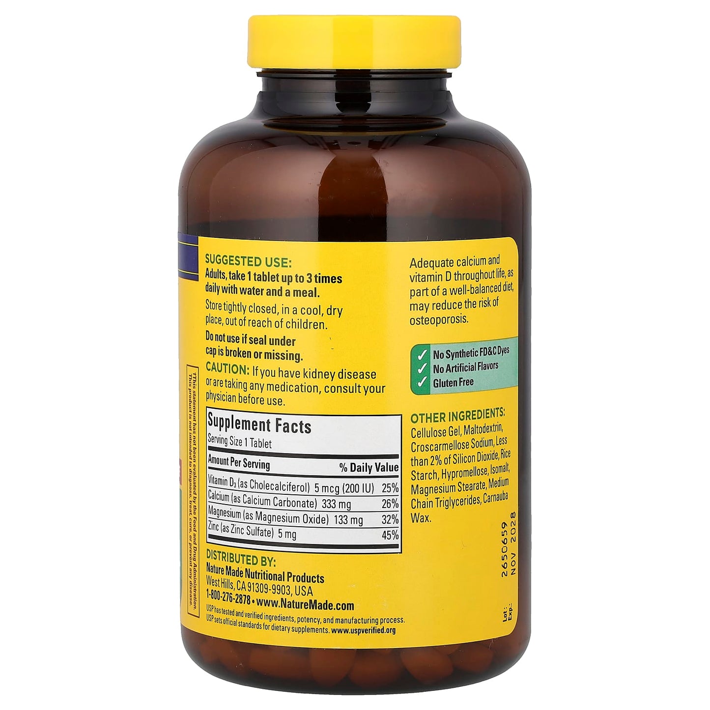 Nature Made, Calcium Magnesium Zinc with Vitamin D3, 300 Tablets