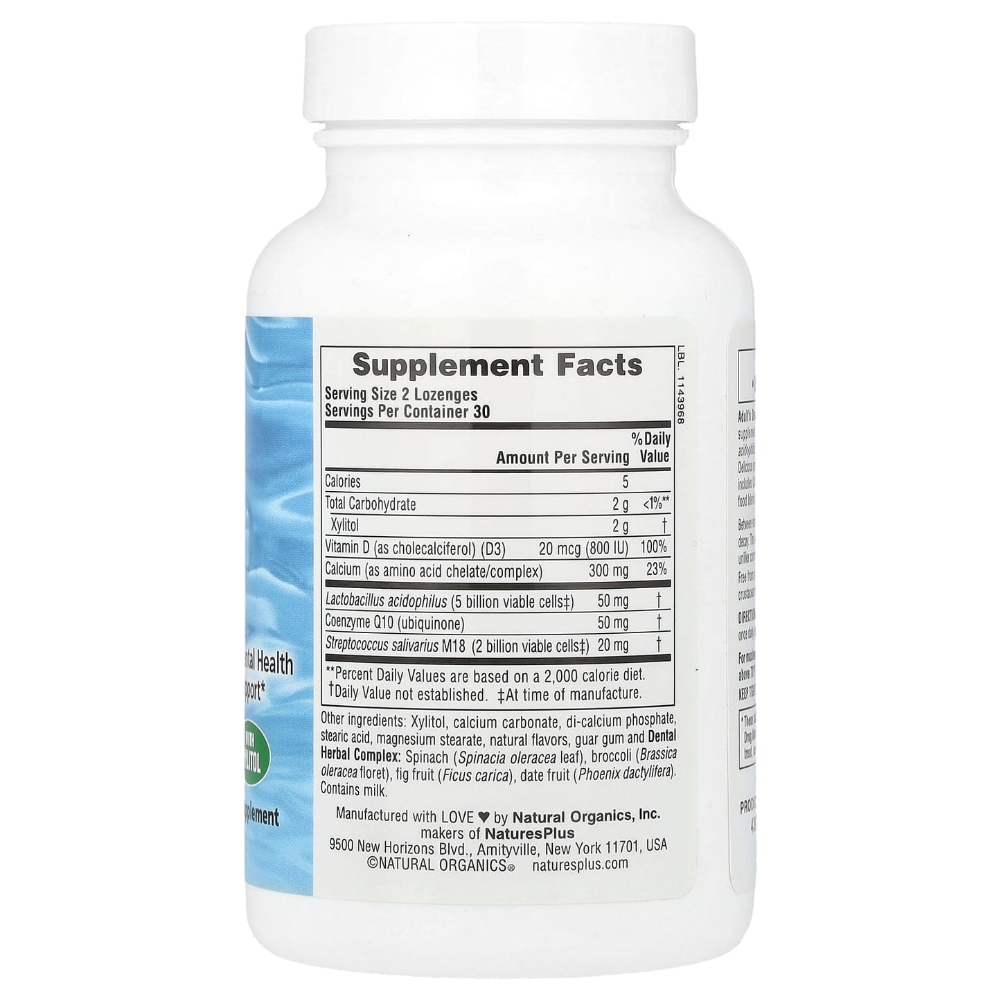 NaturesPlus, Adult's Dental Care Probiotic Lozenges, Peppermint, 60 Lozenges