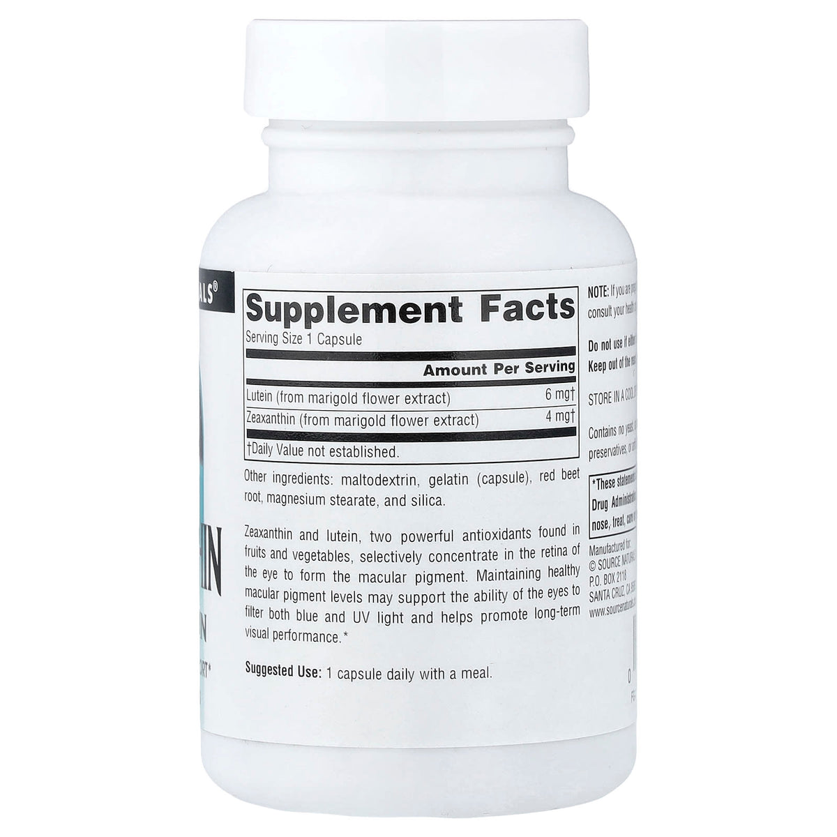 Source Naturals Zeaxanthin With Lutein 60 Caps