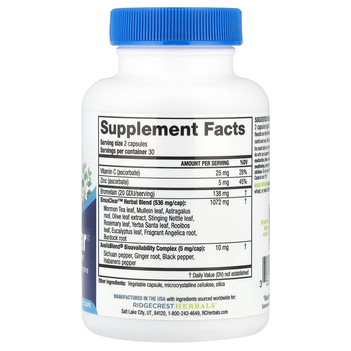 RidgeCrest Herbals, SinusClear, 60 Vegan Capsules