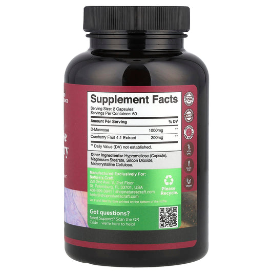 Nature's Craft, D-Mannose & Cranberry, 120 Capsules