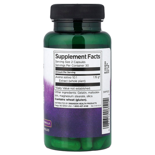 Swanson Vitamins, Avena Sativa, 60 Capsules (575 mg per Capsule)