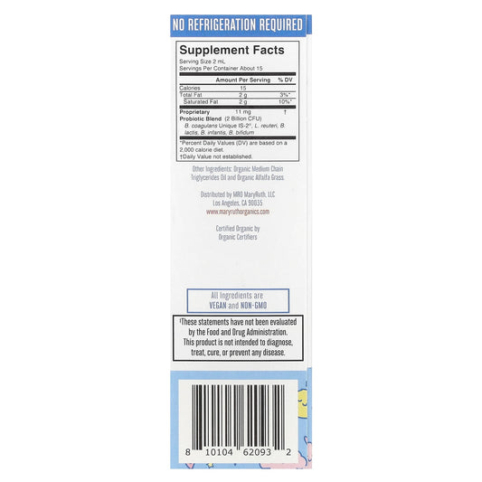 MaryRuth's, Organic Kids Liquid Probiotic, 4 + Years, Unflavoured, 2 Billion CFU, 1 fl oz (30 ml)