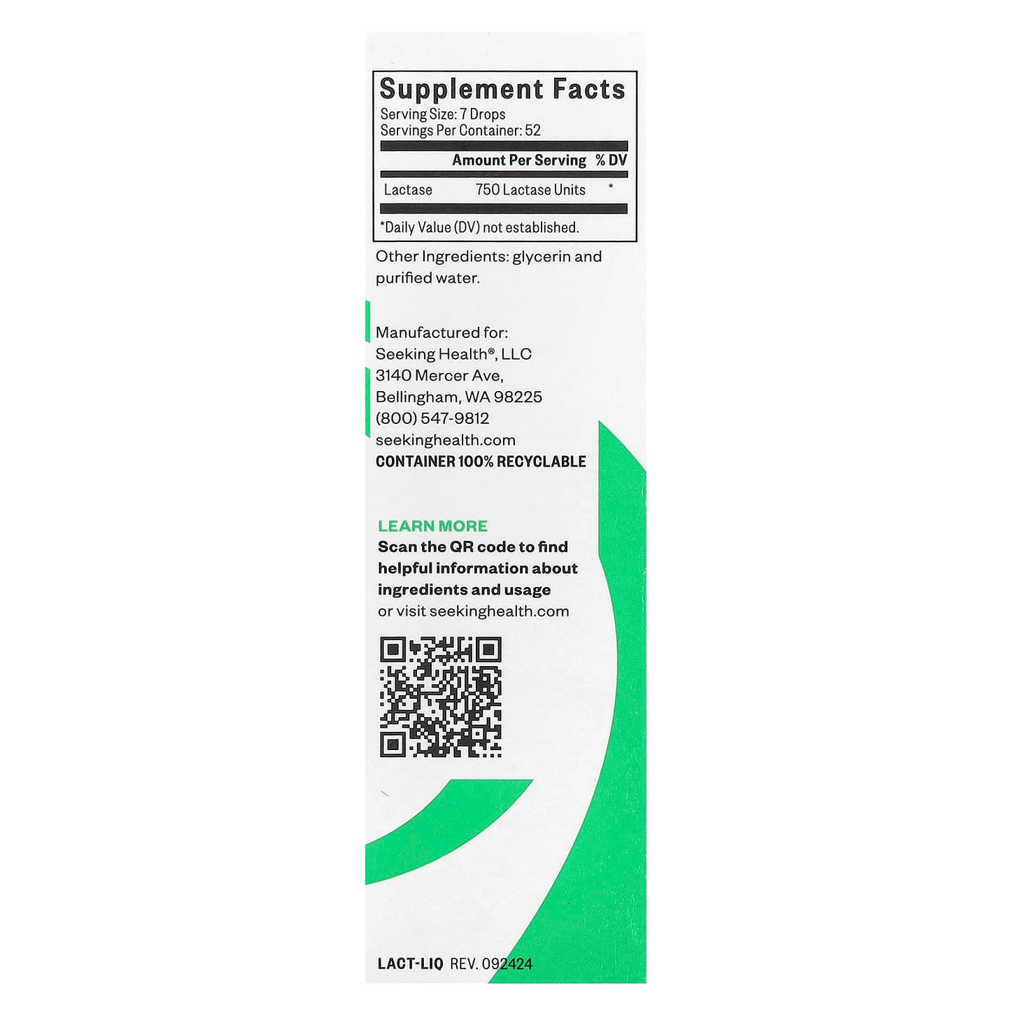 Seeking Health, Lactase Drops, 1/2 fl oz (15 ml)