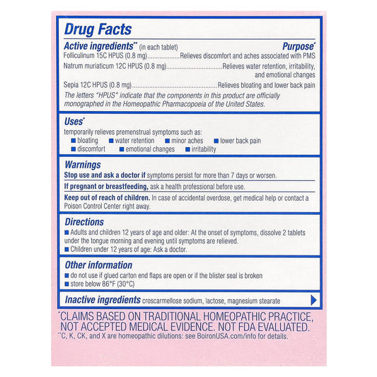 Boiron, Cyclease PMS, Unflavoured, 60 Meltaway Tablets