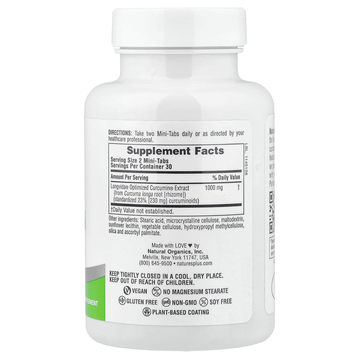 NaturesPlus Pro Longvida, Curcumin 1000 500 mg 60 Tabs