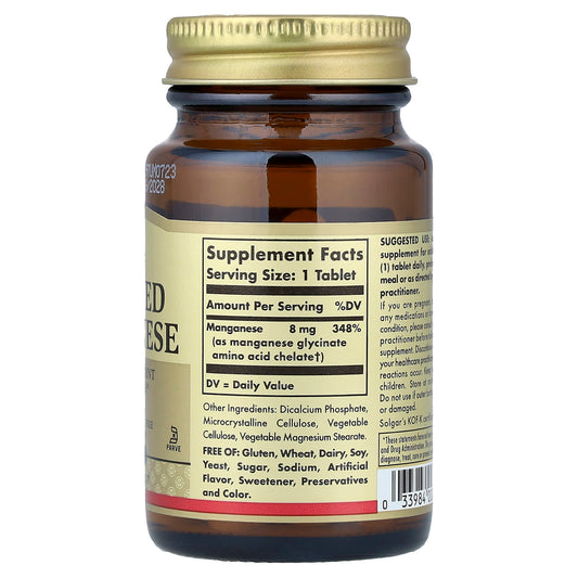 Solgar Chelated Manganese 8 mg 100 Tabs