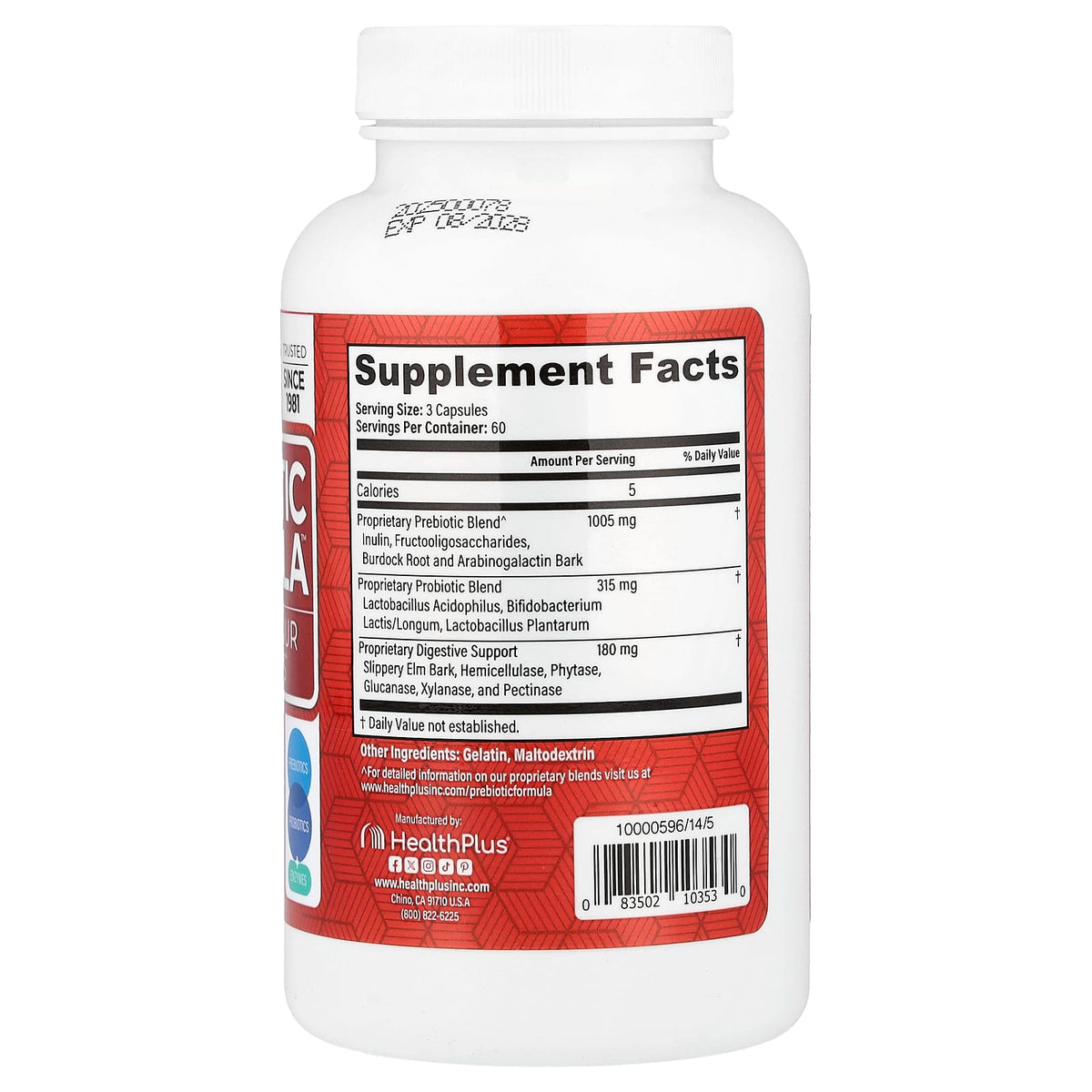 Health Plus Prebiotic Formula 180 Capsules