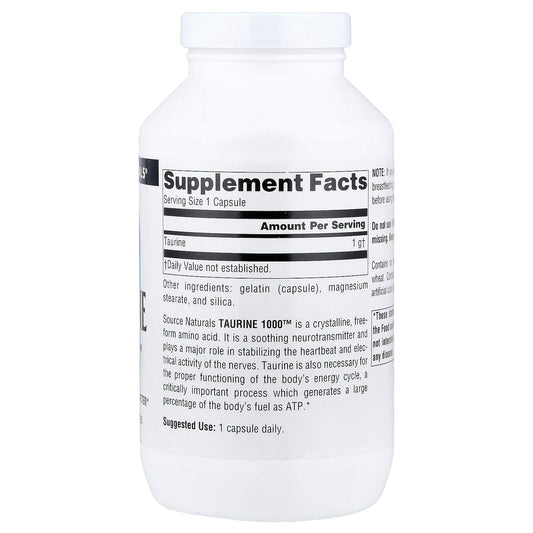 Source Naturals, Taurine 1000™, 1,000 mg, 240 Capsules
