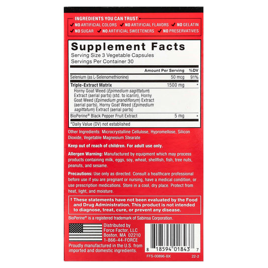 Force Factor, Fundamentals, Horny Goat Weed Max, 90 Vegetable Capsules