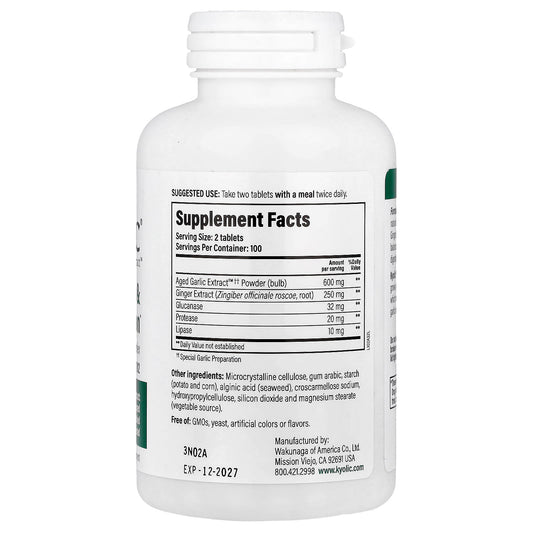 Kyolic, Aged Garlic Extract™, Cleanse & Digestion, Formula 102, 200 Veggie Tablets