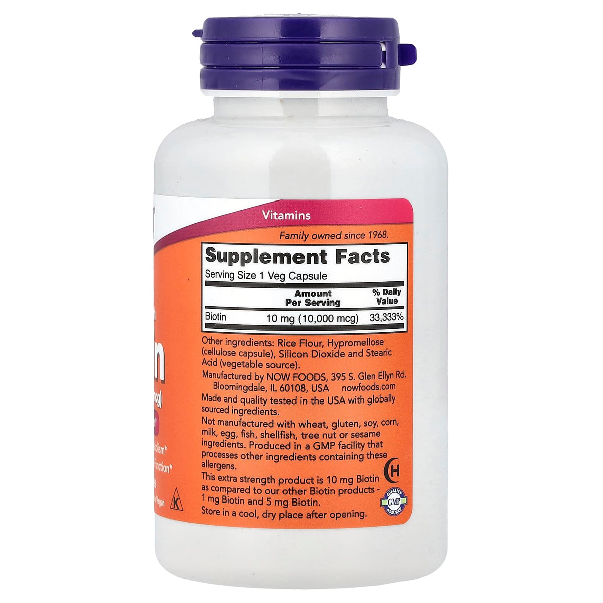 NOW Foods Biotin 10,000 mcg 120 Veg Caps