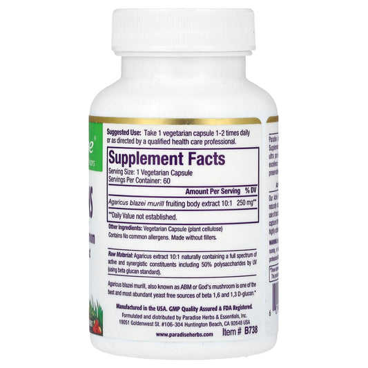 Paradise Herbs, Beta Glucans, 60 Vegetarian Capsules (250 mg per Capsule)