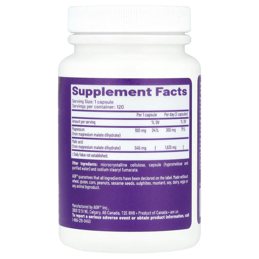 Advanced Orthomolecular Research AOR, Mag Malate Renew™, 120 Capsules