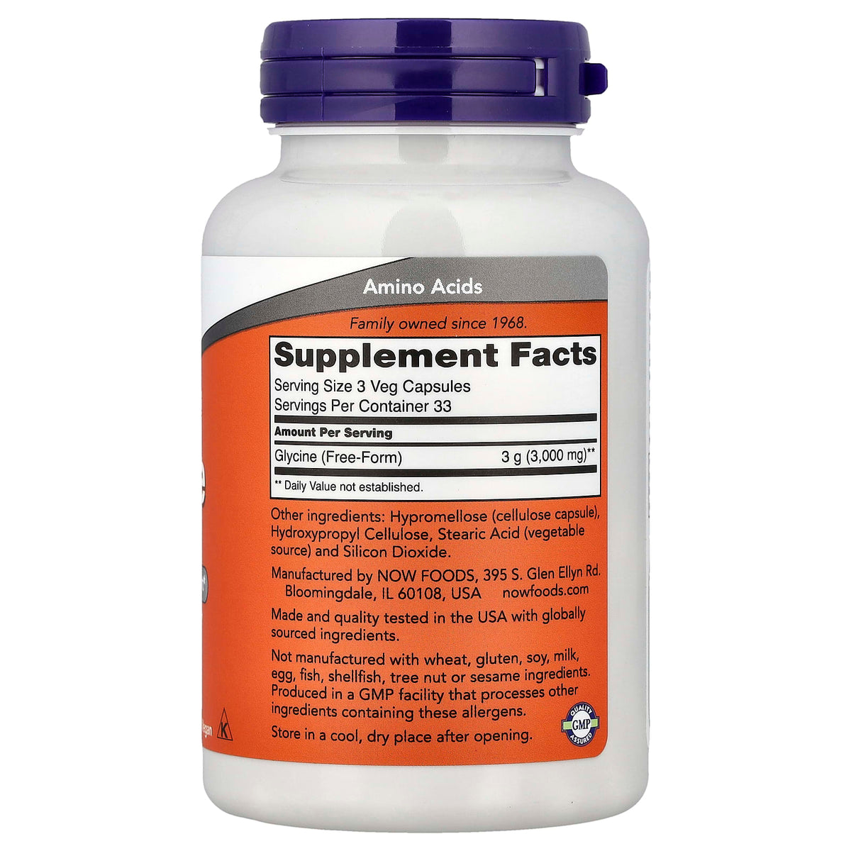 NOW Foods Glycine 1000 mg 100 Veg Capsules