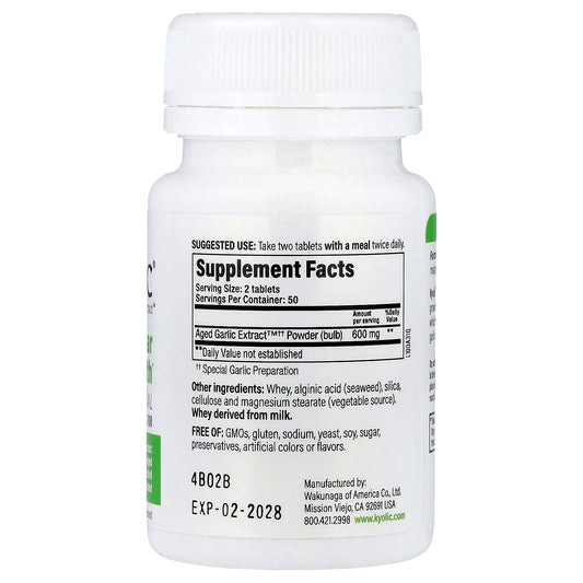 Kyolic, Aged Garlic Extract, Cardiovascular, Formula 100, 100 Tablets