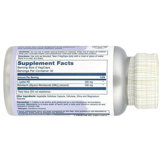 Solaray, L-Lysine Monolaurin, 1:1 Ratio - 60 Veg Caps