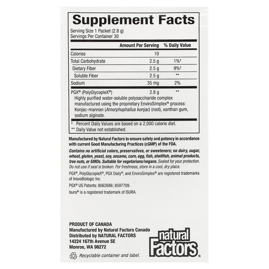 Natural Factors, PGX® Daily, Singles, 30 Convenient Sticks, (2.8 g) Each