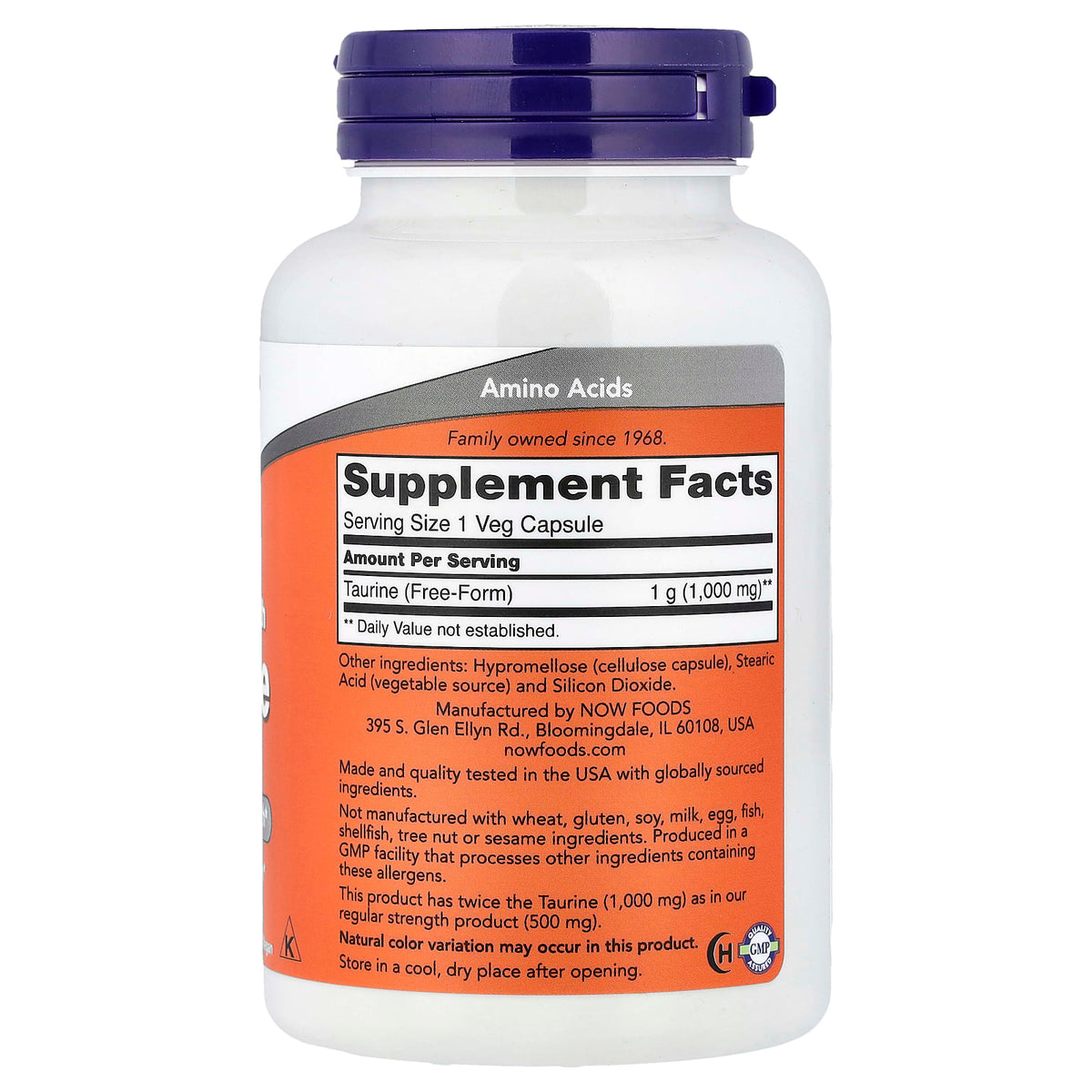 NOW Foods Taurine 1000 mg 100 Veg Capsules