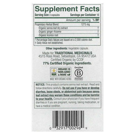 Traditional Medicinals, Smooth Move® Capsules, Senna, 50 Capsules