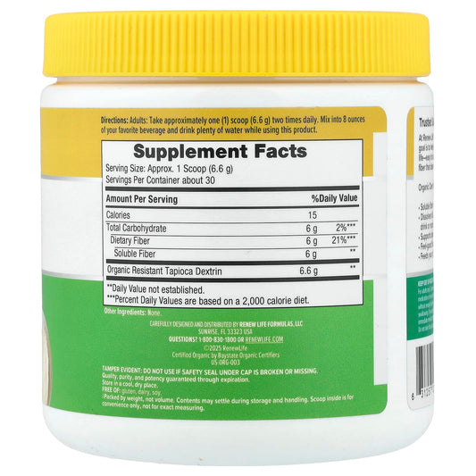 Renew Life Completely Clear Organic Prebiotic Fibre 7 oz 198 g