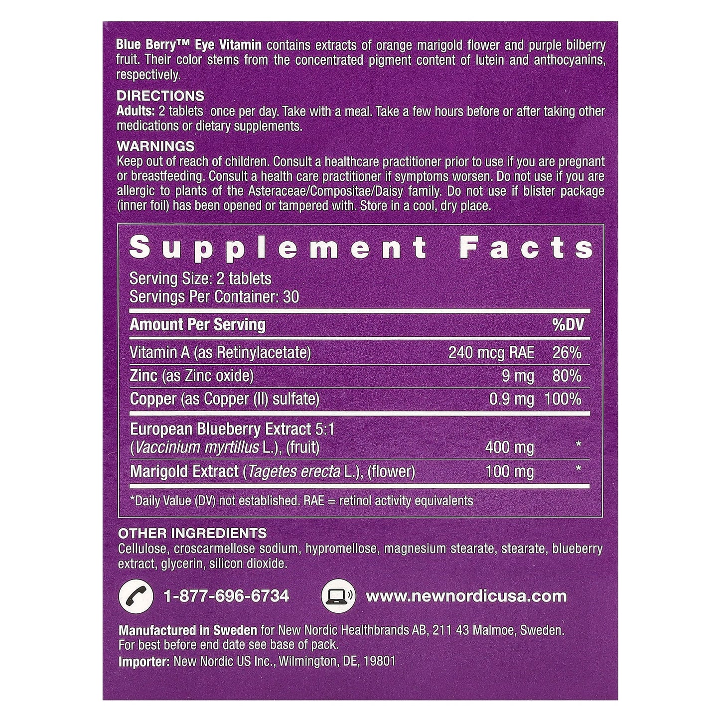 New Nordic, Blueberry™, Eye Vitamin, 60 Tablets