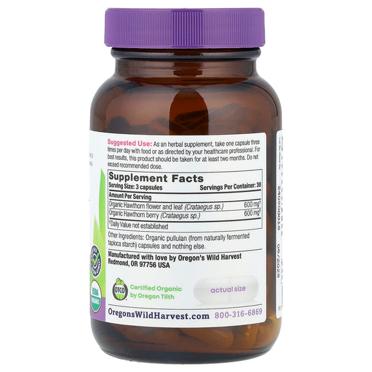 Oregon's Wild Harvest, Organic Hawthorn, 90 Vegan Capsules (200 mg per Capsule)