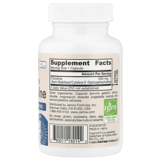 Jarrow Formulas, Citicoline, CDP Choline, 250 mg, 60 Capsules