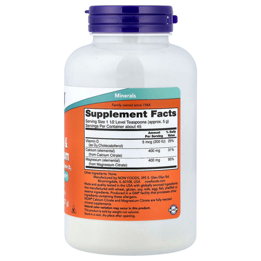 NOW Foods Calcium & Magnesium With Vitamin D3 227 g (8 oz)