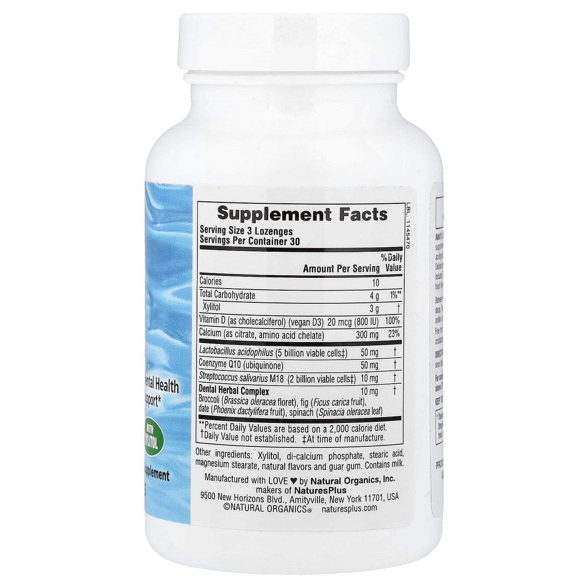 Nature's Plus, Adult's Dental Care Probiotic, Natural Peppermint Flavor, 60 Loze