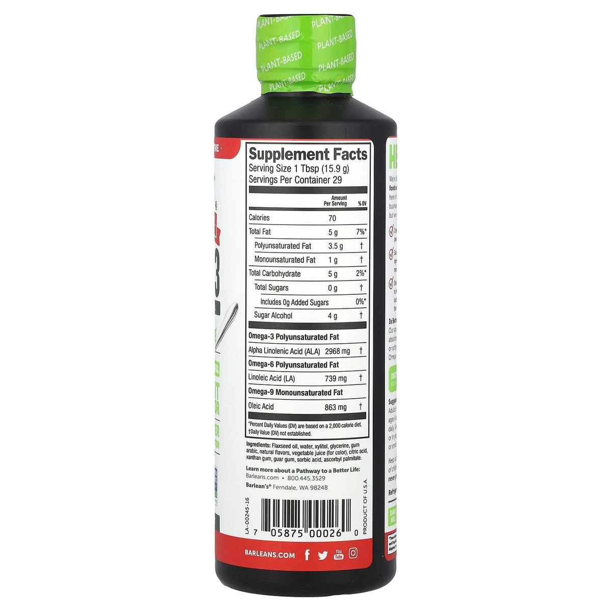 Barlean's, Seriously Delicious, Omega-3 from Flax Oil, Strawberry Banana Smoothi
