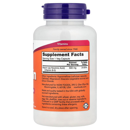 NOW Foods Niacin 500 mg 100 Caps