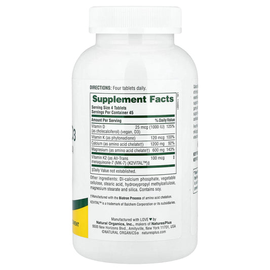 Nature's Plus, Cal/Mag/Vit D3, with Vitamin K2, 180 Tablets