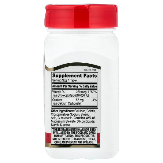 21st Century, Vitamin D3, 250 mcg (10,000 IU), 110 Tablets