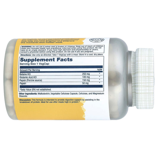 Solaray, Betaine HCL with Pepsin, 180 VegCaps