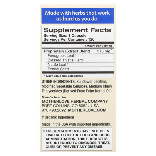 Motherlove, More Milk Plus, 120 Liquid Capsules