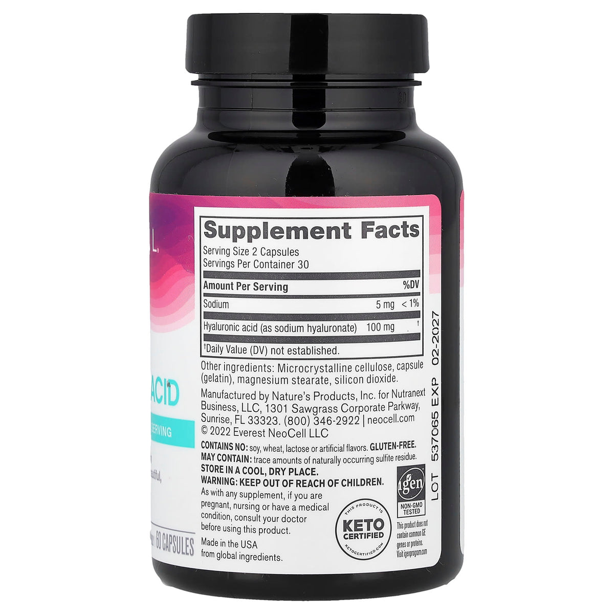 Neocell, Hyaluronic Acid, 100 mg, 60 Capsules