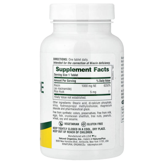 Nature's Plus, Niacinamide, 1000 mg, 90 Tablets