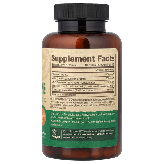 Deva, Vegan Glucosamine MSM, CMO, Turmeric, 90 Tablets