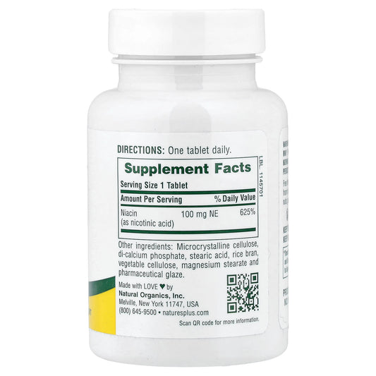 Nature's Plus, Niacin, 100 mg, 90 Tablets