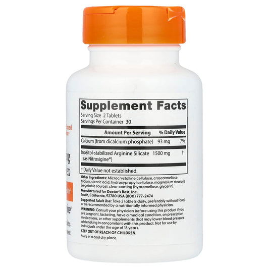 Doctor's Best, Fast Acting Arginine Complex with Nitrosigine, 750 mg, 60 Tablets
