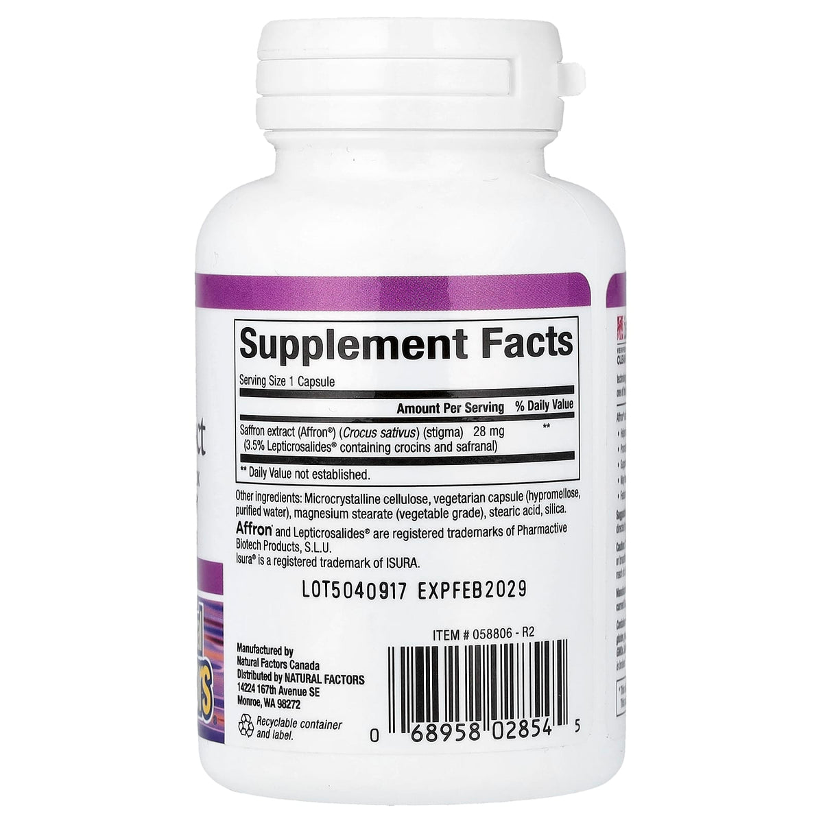 Natural Factors Saffron 28 mg 30 Veg Caps