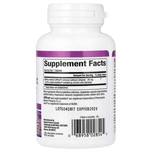 Natural Factors Saffron 28 mg 30 Veg Caps