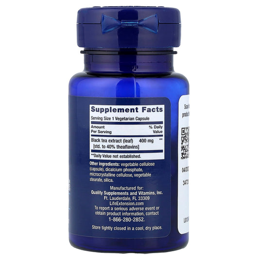 Life Extension, Theaflavin, Standardised Black Tea Extract, 30 Vegetarian Capsules (350 mg per Capsule)