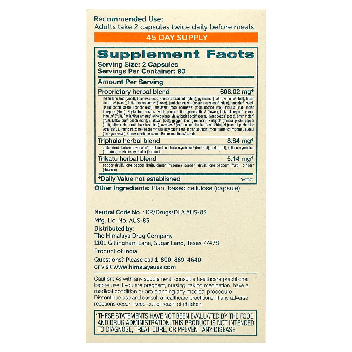Himalaya Psyllium Husk 180 Vegetarian Capsules