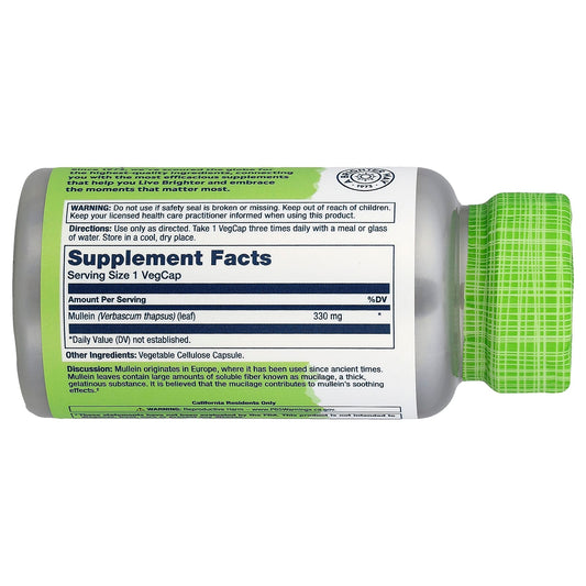 Solaray True Herbs Mullein 330 mg 100 VegCaps